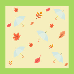 Autumn theme with umbrellas and leaves
