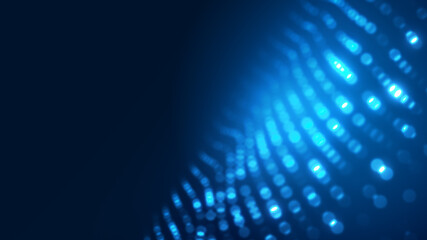 Dot blue wave light screen gradient texture background. Abstract ai technology big data digital background. 3d rendering.