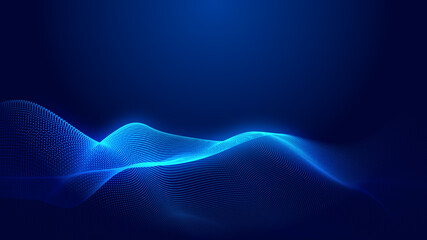 Dot blue wave light screen gradient texture background. Abstract  technology big data digital background. 3d rendering.
