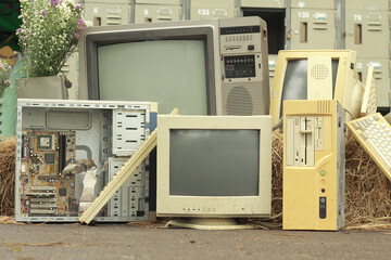 Old low tech broken computer parts