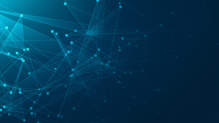 Abstract blue green polygon tech network with connect technology background. Abstract dots and lines texture background. 3d rendering.