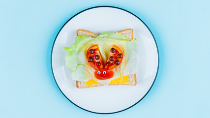 Funny breakfast toast for kids shaped ladybugs