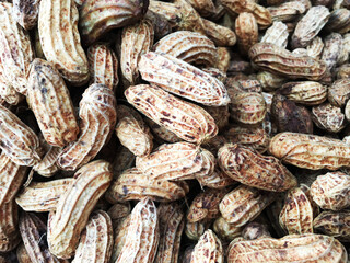 Boiled peanuts street food in local market Thailand.Background peanut