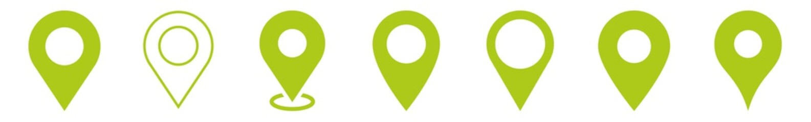 Location Pin Icon Green | Map Marker Illustration | Destination Symbol | Pointer Logo | Position Sign | Isolated | Variations