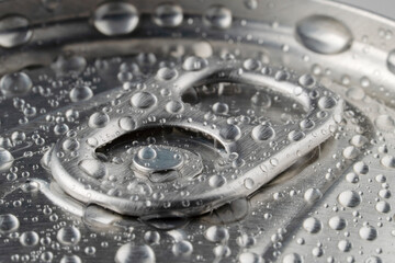 Closeup of soda or pop can with drops of water for fresshness