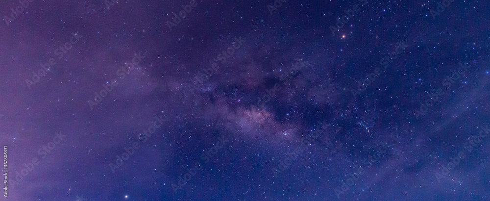 Wall mural amazing panorama blue night sky milky way and star on dark background.universe filled, nebula and ga