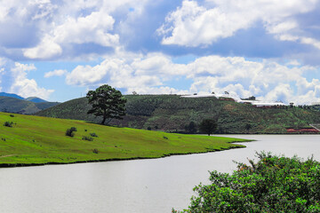 Obraz premium landscape with river and clouds