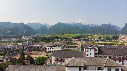 Fototapeta na wymiar Urban development outside zhangjiajie national park