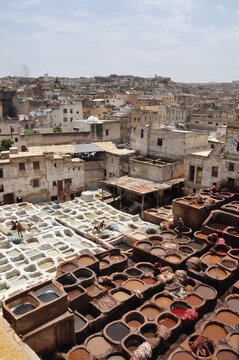 Chouwara Traditional leather tannery and dyeing in Fez, Morocco