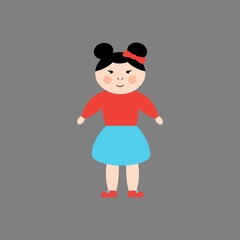 Little doll oriental girl cartoon