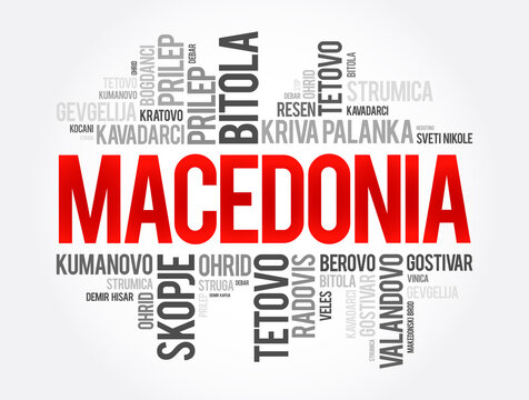 List of cities and towns in the Republic of Macedonia, word cloud collage, business and travel concept