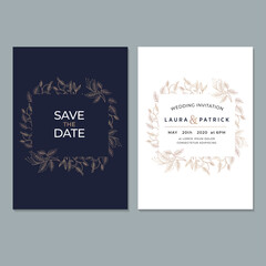 Obraz na płótnie Canvas Wedding Invitation Card template, with leaf & floral background
