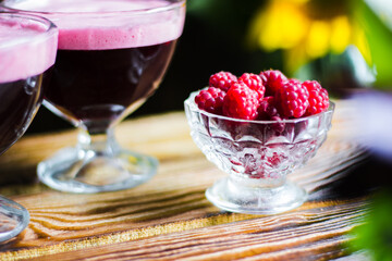 Raspberries and raspberry jelly. Made at home