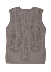 grey knitted vest, warm clothing for the elderly