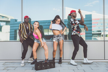 Group of hip hop dancers permorming their dance.