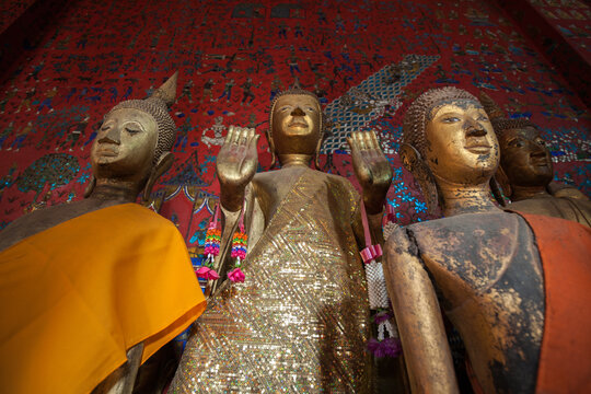 Golden Buddha Statue at Wat Xieng Thong, Buddhist temple of Luang Phrabang, Laos