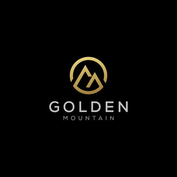 luxury golden mountain initial letter g logo premium vector