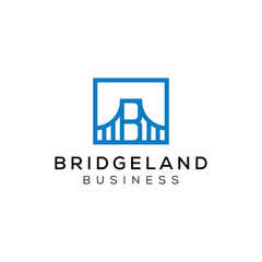 simple modern minimalist bridge with monogram letter b logo premium vector