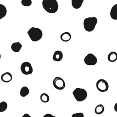 Hand drawn circles seamless pattern. Random dots loop texture background.