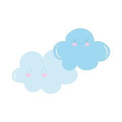 cartoon clouds sky characters isolated icon design white background