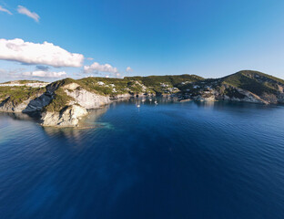 Panoramic aerial view at sunset of the beautiful island of Ponza