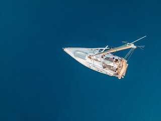 Aerial view from the top of a sailing boat