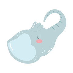 cute animals head little elephant cartoon isolated icon design white background