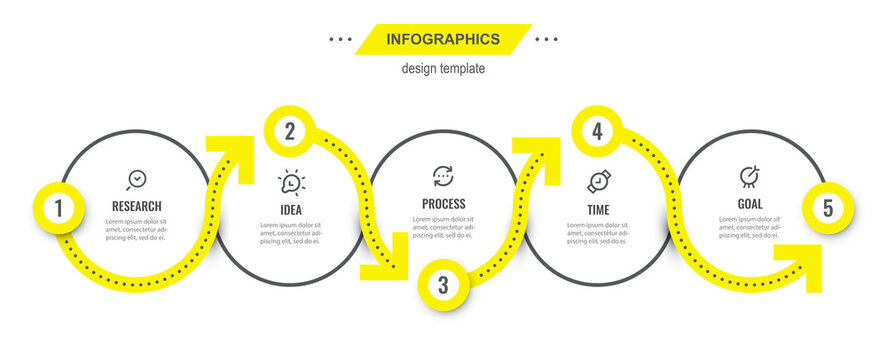 Vector Infographic design template with 5 options or steps. Can be used for process diagram, presentations, workflow layout, banner, flow chart, info graph.