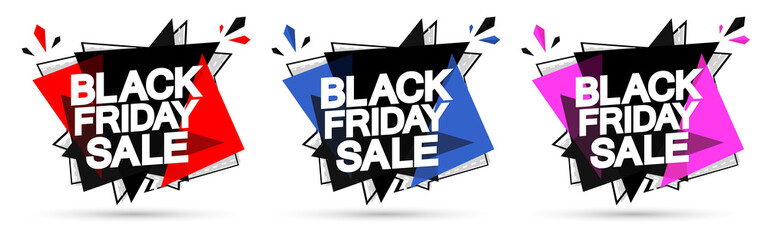 Black Friday, Set Sale banners design template, discount tags, final season offers, vector illustration