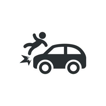 Vector Illustration Of Car Hit People Icon On White Background