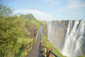 The massive Victoria Falls waterfalls between Zimbabwe and Zambia in Southern Africa