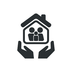 Vector illustration of family protection icon on white background