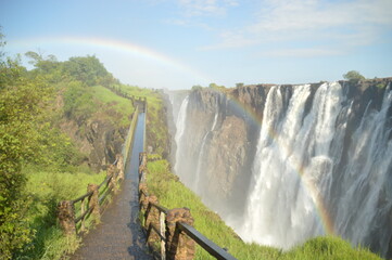 The massive Victoria Falls waterfalls between Zimbabwe and Zambia in Southern Africa