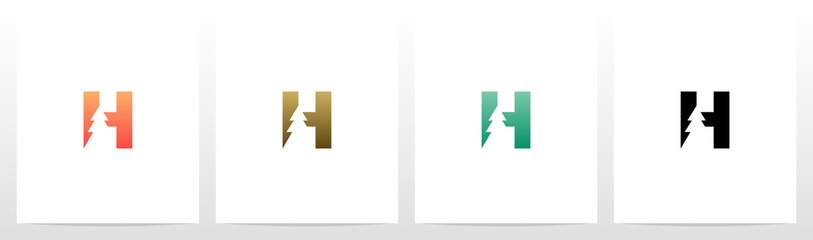 Pine Tree On Letter Logo Design H