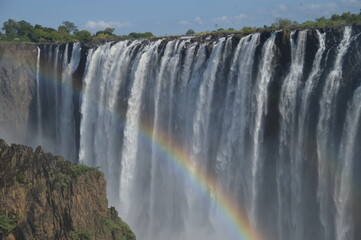 Fototapeta premium The massive Victoria Falls waterfalls between Zimbabwe and Zambia in Southern Africa