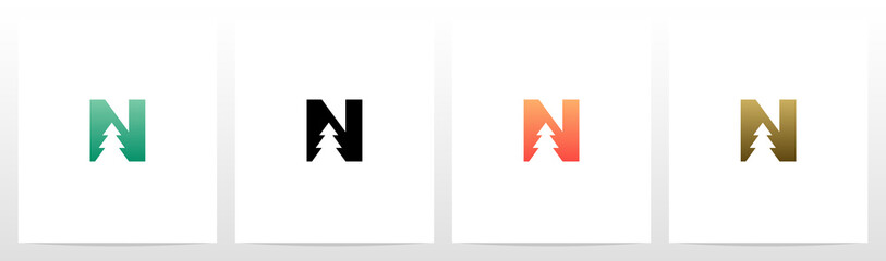 Pine Tree On Letter Logo Design N