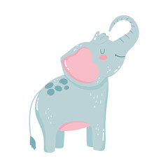 cute animals elephant cartoon isolated icon design white background