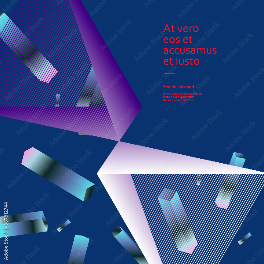 Aufkleber colorful abstract triangle in modern style on dark background. trendy vector illustration, line art 