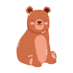 cute animals bear cartoon isolated icon design white background