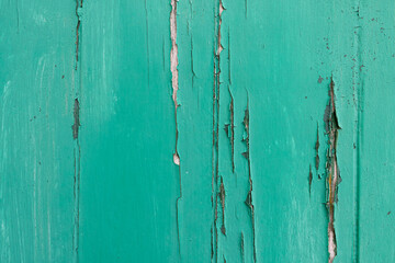 Blue-green painted wood background or texture