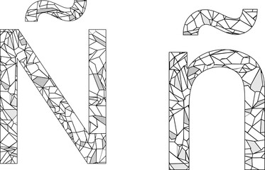 polygon letter Ñ illustration set in vector format