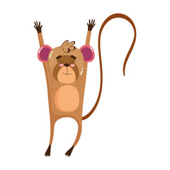 cute animals monkey cartoon isolated icon design white background