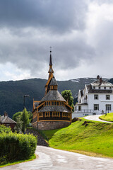 St. Olaf's Church. An Anglican church in the village of Balestrand in Sogndal Municipality in the...