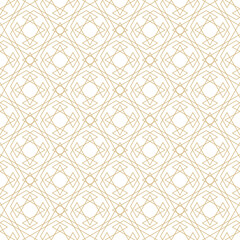 Delicate pattern in islamic style. Seamless arabic geometric vector texture. Ornamental backgroung in gold and white