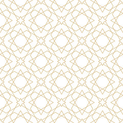 Fototapeta premium Delicate pattern in islamic style. Seamless arabic geometric vector texture. Ornamental backgroung in gold and white