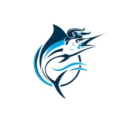 Sword Fish Marlin Viking Logo Vector