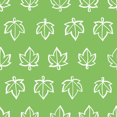 Outlines star leaf seamless pattern background. Palmate lobed foliage vector illustration.