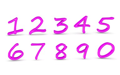 3D numbers 1234567890 on white background