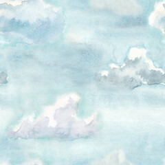 Hand painted watercolor clouds - 367816794