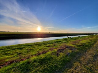 sunset over the river